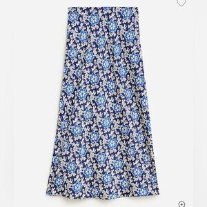 J. Crew Navy and Sky Blue Floral A-Line Skirt